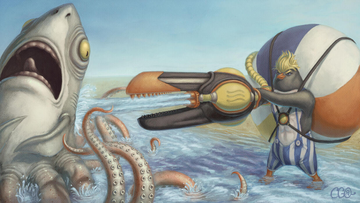 Gorfou, Protector of the Beach Illustration by Cédric Godin Olicard.